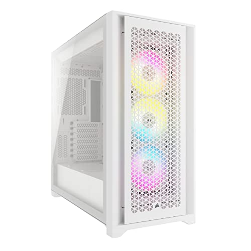 Corsair iCUE 5000D RGB Airflow Mid-Tower Case - 3X AF120 RGB Elite Fans - iCUE Lighting Node PRO Controller - High-Airflow Design - CORSAIR RapidRoute Cable Management System