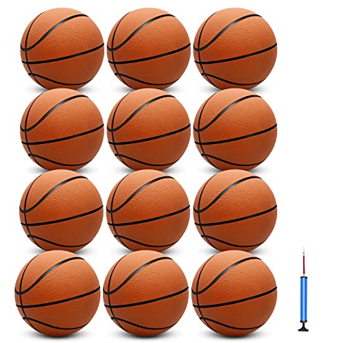 12 Pack 29.5" Official Size 7 Basketball Balls Inflatable with Pump for Men for Outdoor, Indoor or Training，Mens Adult Basketball (Orange)