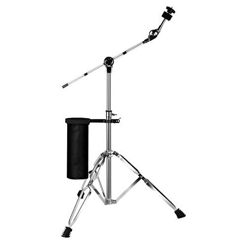 keerpusi Cymbal Stand with Drum Sticks Holder, Adjust high Boom and Straight Combo,Double Braced Legs with Rubber Feet Ride and Crash cymbal stands