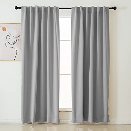 Pickluc Blackout Curtain Panels for Living Room or Bedroom, Room Darkening Window Drapes, Light Blocking, Thermal Insulated, Noise Reduction, Back Tab and Rod Pocket Top, 52 Inches Wide