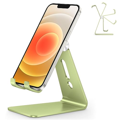 OMOTON Adjustable Cell Phone Stand, C2 Aluminum Desktop Phone Holder Dock Compatible with iPhone 15 14 13 Xs XR 8 Plus 7 6, Samsung Galaxy, Google Pixel, Android Phones