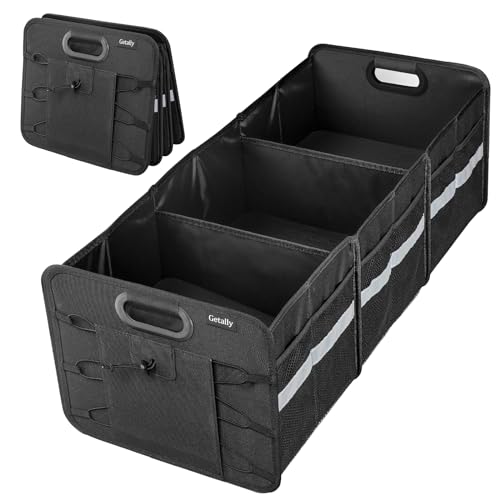 Getally Trunk Organizer for Car， Collapsible Trunk Organizer with Multi Pockets, 3 Compartments Storage Organizer for Car SUV, Truck, Sedan