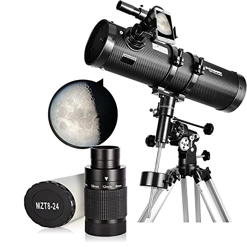 SOLOMARK Telescope 130650EQ, Telescopes for Adults and 1.25inch Deluxe Zoom Telescope Eyepiece 8-24mm with T-Thread, Continuous Zooming Variable