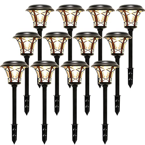 MAGGIFT 25 Lumen Solar Powered Pathway Lights, Super Bright SMD LED Outdoor Lights, Stainless Steel & Glass Waterproof Light for Landscape, Lawn, Patio, Yard, Garden, Deck Driveway, Warm White