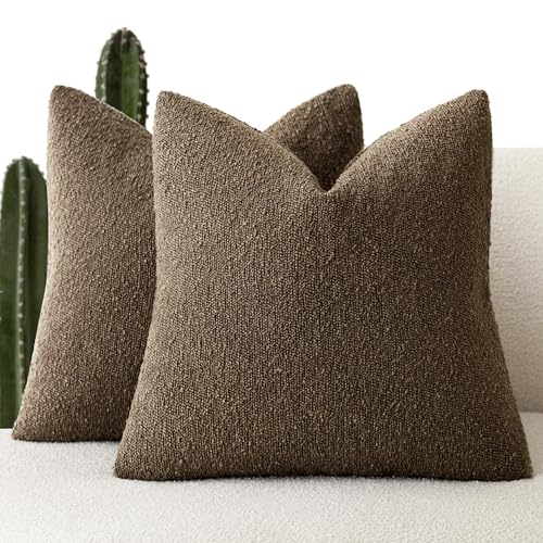 Foindtower Pack of 2 Textured Boucle Throw Pillow Covers Accent Solid Pillow Cases Cozy Soft Decorative Couch Cushion Case for Chair Sofa Bedroom Living Room Home Decor