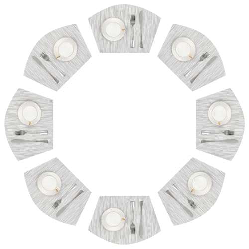 SHACOS Round Table Placemats Wedge Shape Place Mats Heat Resistant Round Table Mats Wipe Clean