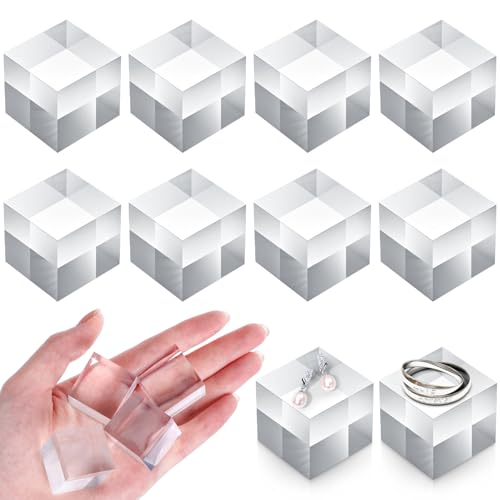 Remerry 8-Piece Acrylic Display Blocks - Clear, Polished Square Stands