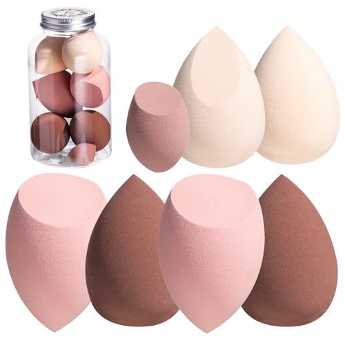 Makeup Sponge Set BS-MALL Blender Sponges 7 Pcs for Liquid, Cream, and Powder, Multi-colored with 1 Mini Makeup Sponge Pink