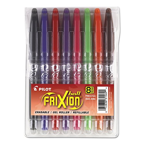 PILOT Pen 31569 FriXion Ball Erasable & Refillable Gel Ink Stick Pens, Fine Point, Assorted Color Inks, Classroom Set