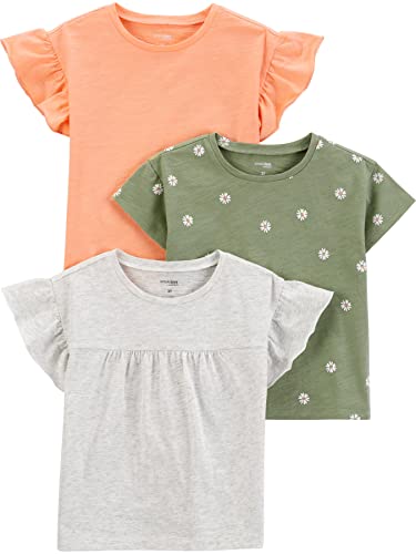 Simple Joys By Carter's Girls Short-sleeve Tops, Mulitpacks Baby And Toddler T-Shirt Set, Pink/Green/Floral, 12 Months US