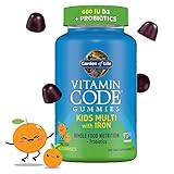 Kids Multivitamin Gummy with Iron + Probiotics for Immune Health & Digestion: Vitamins D, C, E, B, Zinc for Energy & Development, Vitamin Code, Non-GMO, Gluten-Free, 90 Orange Gummies, 30 Day Supply