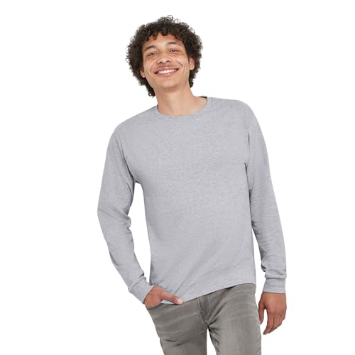Hanes Men's Essentials Long-Sleeve T-Shirt, Crewneck Cotton T-Shirts for Men, 2-Pack