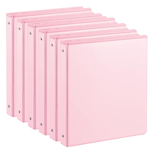 SUIN 1-inch 3 Ring Binder with 2 Interior Pockets, 1''Durable Binders Holds US Letter Size 8.5'' x 11'' Paper - Versatile Binders for Office, Home, and School Use, 6 Pack