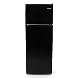 West Bend Apartment Refrigerator Freestanding Dual Door Slim Design Full Fridge with Top Freezer, Adjustable Mechanical Control, for Condo, House, Small Kitchen Use, 7.4-Cu.Ft, Black