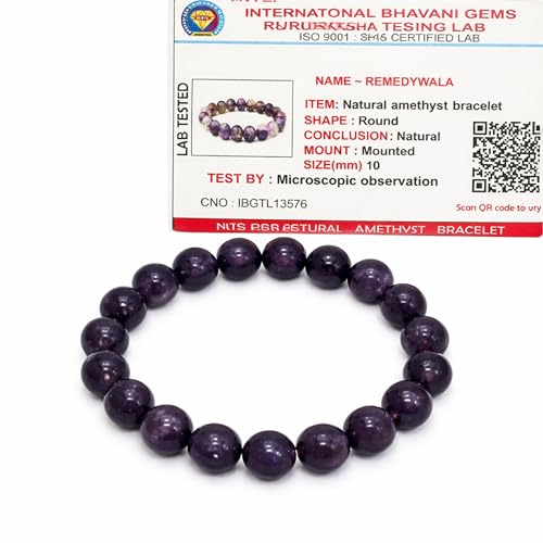 REMEDYWALA Stretch Bracelets Amethyst 10Mm, Amatista 0.394 In