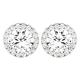 Houston Diamond District 1 to 6 Carat IGI CERTIFIED LAB GROWN Round Round Halo Diamond Earrings Value Collection Screw Back (D-E Color VS1-VS2 Clarity) 14K White Gold 6 Carat