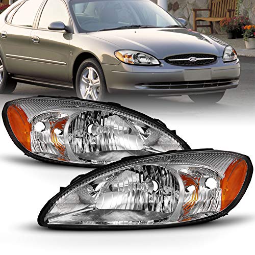 AmeriLite for 92-96 Ford F150 F250 F350 F450 F550 Bronco Pickup Truck LED DRL Tube Facotry OE Head Light Assembly Set - Passenger and Driver Side
