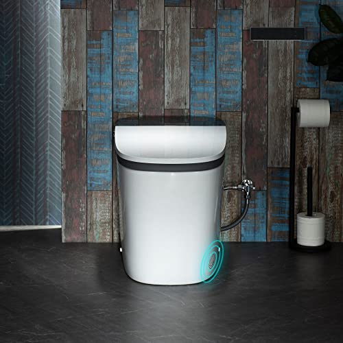 WOODBRIDGE Smart Toilet 1.28 GPF Dual Flush, Auto Open & Close, Auto Flush, Foot Sensor,1000 Gram MaP Flushing Score,Movement Drying,Heated Seat,ADA Chair Height and Cleaning Foam Dispenser