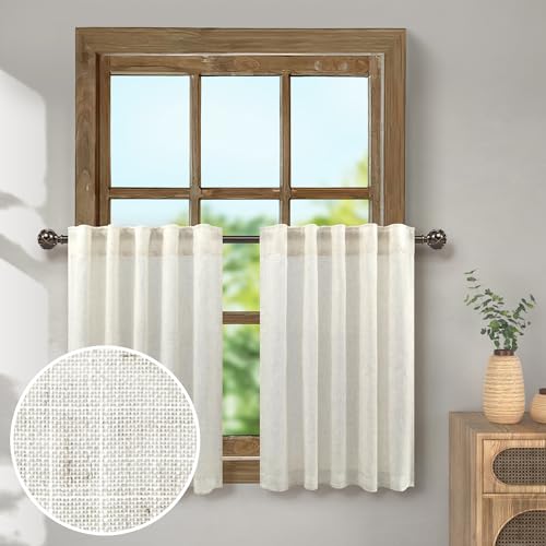 Pitalk Linen Blend Tier Curtains for Kitchen