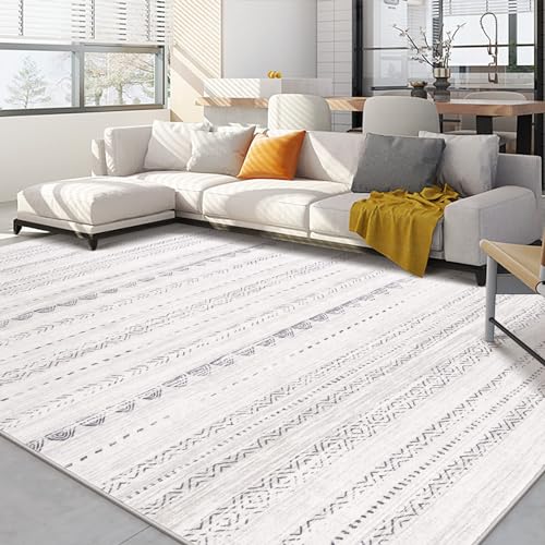 Nakagishi Area Rug Living Room Rugs: Machine Washable Boho Large Neutral Farmhouse Stain Resistant Moroccan Indoor Floor Carpet for Bedroom Nursery Dorm Classroom Dining Room Home