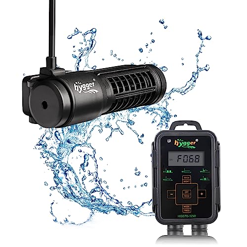 Hygger Aquarium Wave Maker, Adjustable Cross Flow Pump with LED Display Controller, Magnetic DC 24V Powerhead for Freshwater & Marine Reef Aquariums Up to 265 Gallons