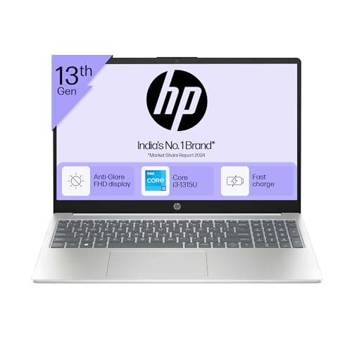 HP Laptop 15, 13th Gen Intel Core i3-1315U, 15.6-inch (39.6 cm), FHD, 8GB DDR4, 512GB SSD, Intel UHD Graphics, 1080p FHD Camera w/Privacy Shutter, Dual Speakers (Win 11, White, 1.6 kg),