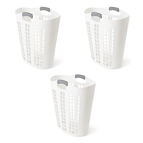 Gracious Living 91786-5C Easy Carry Flex 87.5 Liter Dirty Clothes Basket, Large Fully Ventilated Plastic Laundry Hamper Bin with Handles