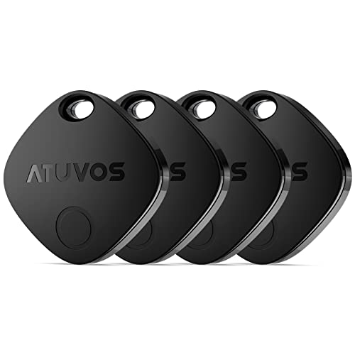 ATUVOS Air Traceur Tag Lot de 4, Fonctionne avec l’app Localiser Apple (Uniquement iOS, Pas pour Android), Localisateurs D’Objets Bluetooth Tracker pour Valises/Portefeuilles/Clés/Sacs, Noir
