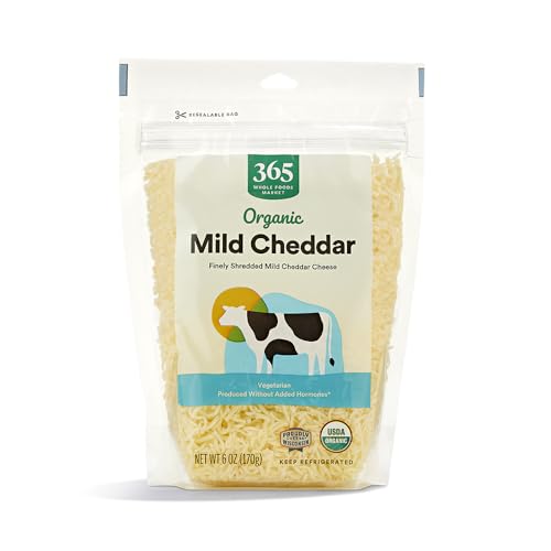 365 by Whole Foods Market, Cheddar Mild Fancy Shredded Organic, 6 Ounce