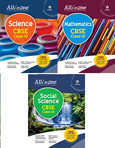 Arihant CBSE Class 10 All in One Science + Maths + SST 202324/Ed for 2024 Exams Set of 3 Books