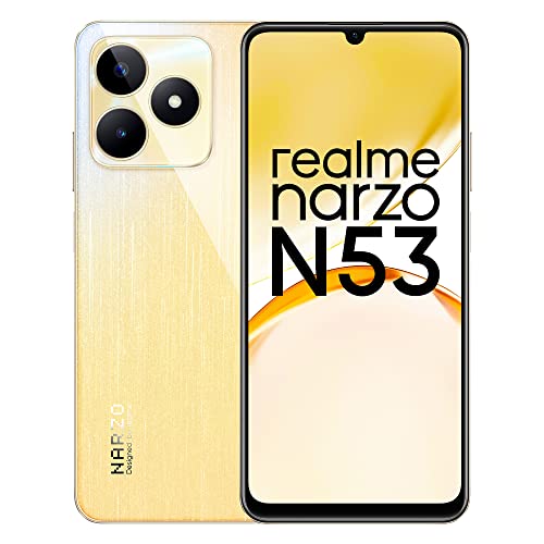Book Cover realme narzo N53 (Feather Gold, 4GB+64GB) 33W Segment Fastest Charging | Slimmest Phone in Segment | 90 Hz Smooth Display