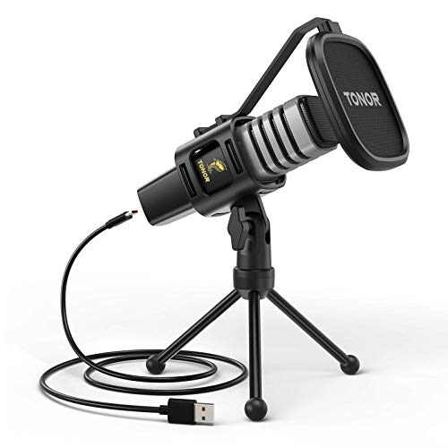 TONOR USB Microphone, Cardioid Condenser Computer PC Mic with Tripod Stand, Pop Filter, Shock Mount for Gaming, Streaming, Podcasting, YouTube, Voice Over, Twitch, Compatible with Laptop Desktop