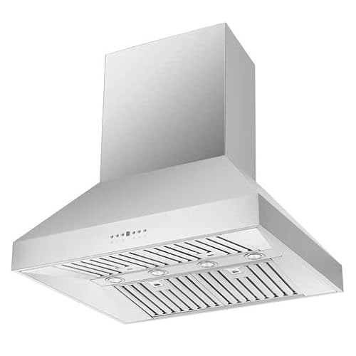 Forno Coppito 36" Inch. Island Range Hood with 1200 CFM Double Motor and 4 Speed Touch Control - Stainless Steel Ceiling Mount Kitchen Stove Vent with Baffle Filter and 2 Chimney Extensions