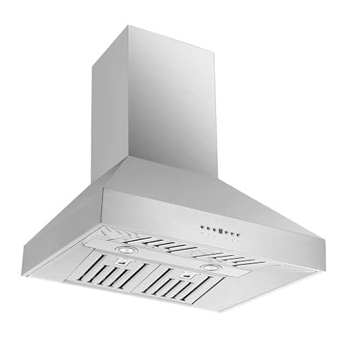Forno Orvieto 30" Inch. Wall Mount Range Hood with 600 CFM Motor and 4 Speed Touch Control - Stainless Steel Ceiling Mount Kitchen Vent Hood with Baffle Filters and 2 Chimney Extensions