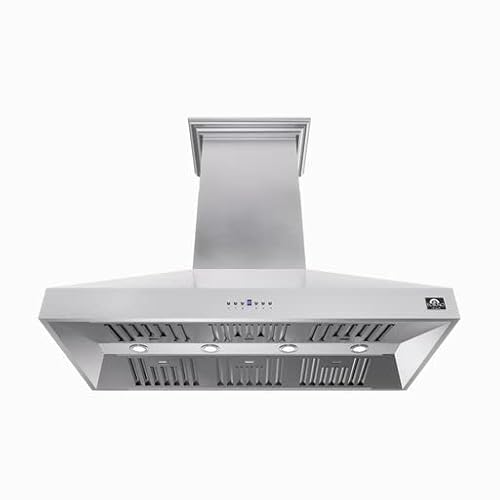 Forno Orvieto 60" Inch. Wall Mount Range Hood with 1200 CFM Double Motor and 4 Speed Touch Control - Stainless Steel Ceiling Mount Kitchen Vent Hood with Baffle Filter and 2 Chimney Extensions