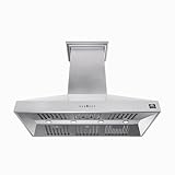 Forno Orvieto 60" Inch. Wall Mount Range Hood with 1200 CFM Double Motor and 4 Speed Touch Control - Stainless Steel Ceiling Mount Kitchen Vent Hood with Baffle Filter and 2 Chimney Extensions