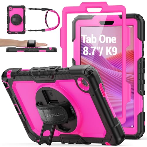 SEYMAC stock Tablet Case for Lenovo Drop-Proof Protection Cover with 360° Rotate Stand & Strap [Pen Holder] & Screen Protector