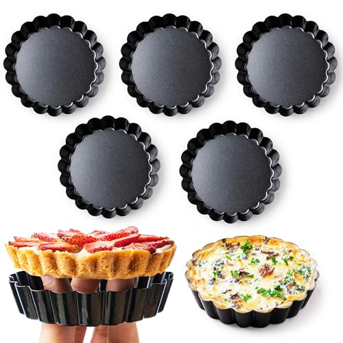 FIDZ PAN Tart Pan 9 Inch Removable Bottom- Carbon Steel Quiche Pan, Rust & Temperature Resistant Quiche Baking dish 550-600 °F- Non-Stick, Sturdy & Dishwasher Safe- Perfect for Baking Tarts