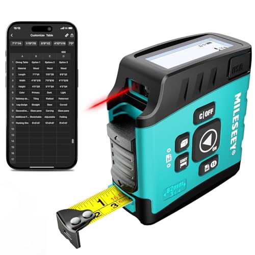 MiLESEEY DT20 Digital Laser Tape Measure,130FT Laser Measuring Tool,16FT Easy Read Digital Measuring Tape Retractable with Fractions,Rechargeable Measurement Tool for Distance/Area/Volume/Pythagorean