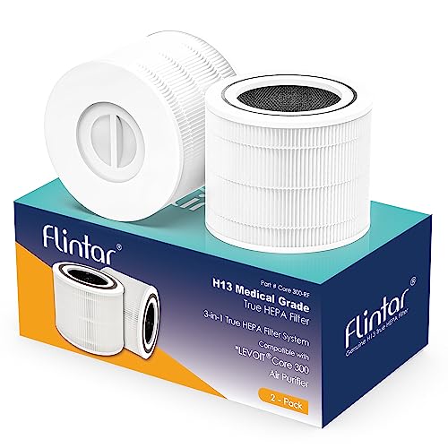 Flintar Core 300 True HEPA Replacement Filter, Compatible with LEVOIT Core 300, VortexAir Air Purifier, 3-in-1 H13 Grade True HEPA Filter