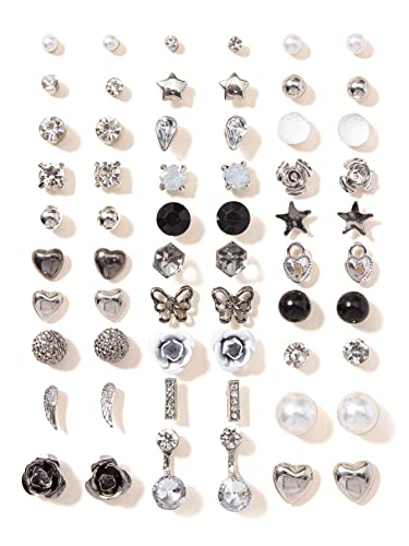 Shining Diva Fashion 30 Pairs Earrings Combo Set Latest Stylish Crystal Pearl Earrings for Women and Girls (14855er) Valentine Gift for Girlfriend