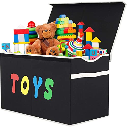 YOLOXO Toy Box Chest, Collapsible Sturdy Storage Bins with Lids, Extra Large Kids Toy Storage Organizer Boxes Bins Baskets for Kids, Boys, Girls, Nursery Room, Playroom, Closet
