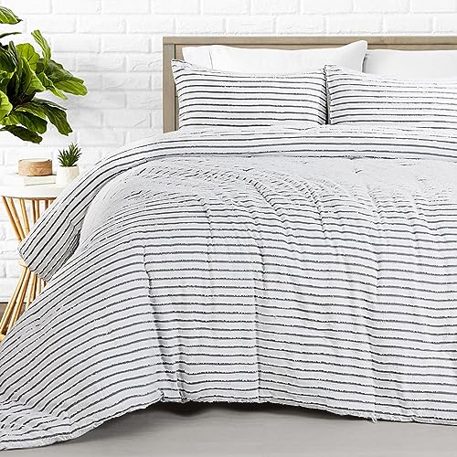 HOMBYS Oversized King Boho Comforter Set, Tufted Jacquard Geometry Bedding Comforter for King Bed, Shabby Chic Bed Sets with Matching Pillow Cases