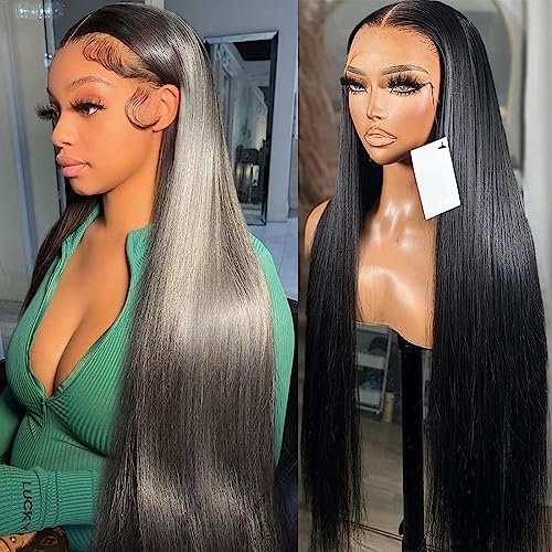 Lemoda 13x6 Full Lace Frontal Wig Straight Lace Front Wigs Human Hair HD Transparent Lace Glueless Wig Pre Plucked with Baby Hair 15A Brazilian Virgin Human Hair Wigs for Women 30 Inch
