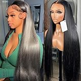 Lemoda 13x6 Full Lace Frontal Wig Straight Lace Front Wigs Human Hair HD Transparent Lace Glueless Wig Pre Plucked with Baby Hair 15A Brazilian Virgin Human Hair Wigs for Women 30 Inch