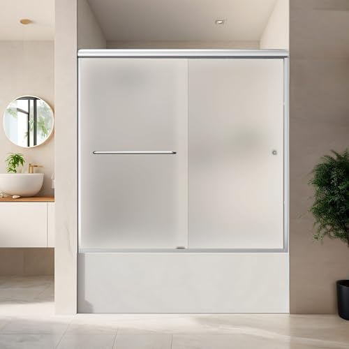 CKB KB Berlin Double Sliding Shower Doors, Semi-Frameless Bypass Shower Door,1/4 inch Tempered Safety Glass