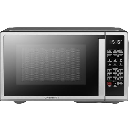 Chefman Countertop Microwave Oven 0.7 Cu. Ft. Digital Stainless Steel Microwave 700 Watts with 6 Auto Menus, 10 Power Levels, Eco Mode, Memory, Mute Function, Child Safety Lock, Easy Clean
