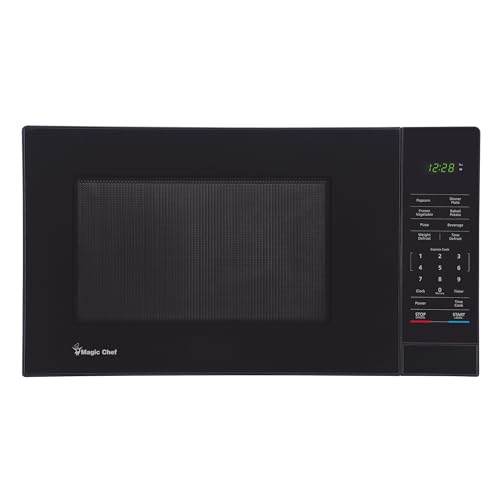 Magic Chef Compact Countertop Microwave Oven, 1000 Watts, Black, 1.1 Cu. Ft. - Digital Kitchen Appliance with One-Touch Cooking, Child Lock, Timer, Reheat, Defrost and 10 Power Levels