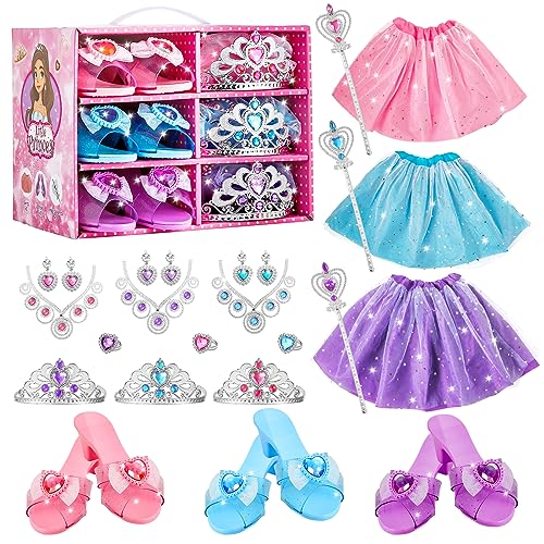 ShyLizard Princess Dress Up Sets for Girls 4-6, Costumes Set with Princess Dresses, Shoes and Accessories, Kids' Dress Up Play Toy for 3 4 5 6 Year old Toddler Girl Birthday Gift