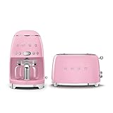 Smeg Retro Drip Coffee Machine and 2-Slice Toaster Bundle… (Pink)